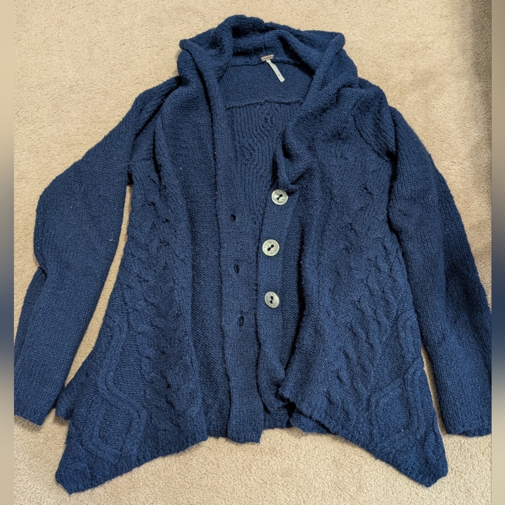 Free People Navy Blue Cardigan Sweater